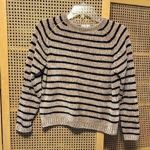 Rylee + Cru EUC Black and Tan Striped Chenille Sweater xs